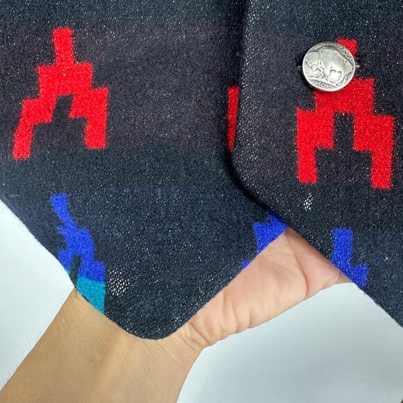 Pendleton southwest woolen mills vest men’s size XL/XXL black colorful  red blue - Picture 9 of 12